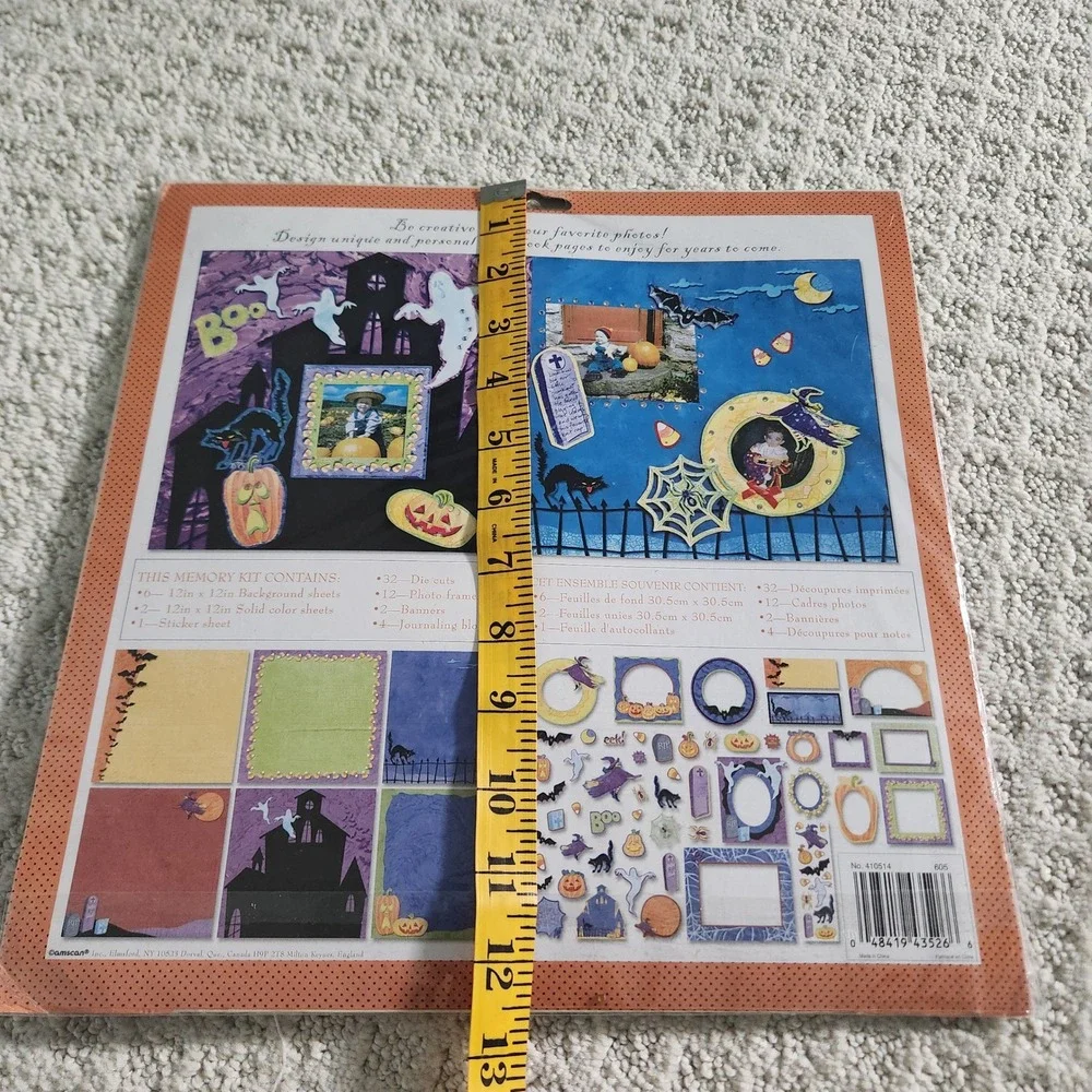 Amscan Halloween Night Memory Kit 12x12 Scrapbook 59 Piece Set Glitter Gemstones